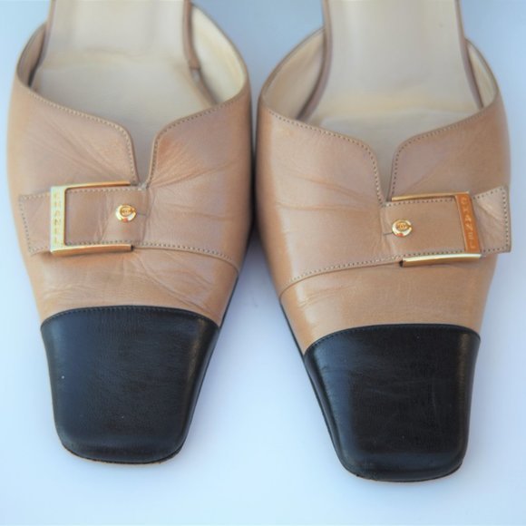 CHANEL beige and black low heel mules, US 9 - Picture 5 of 8